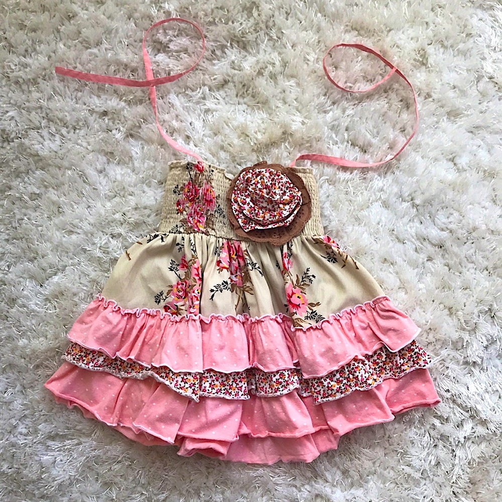 Girls Size 7 Mustard Pie Floral Dress Top- Wore Once